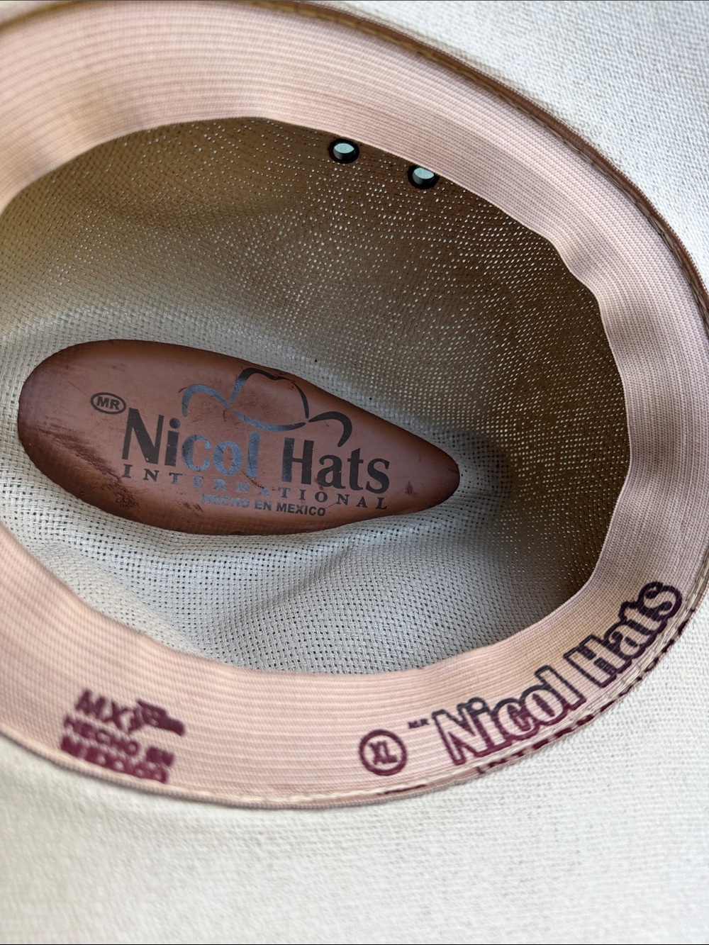 Beige Panama Style Fedora Hat with Tan Band size XL Nicol Hats - Picture 5 of 6